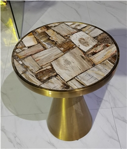 Wood Stone Desk,Table,Semiprecious Stone