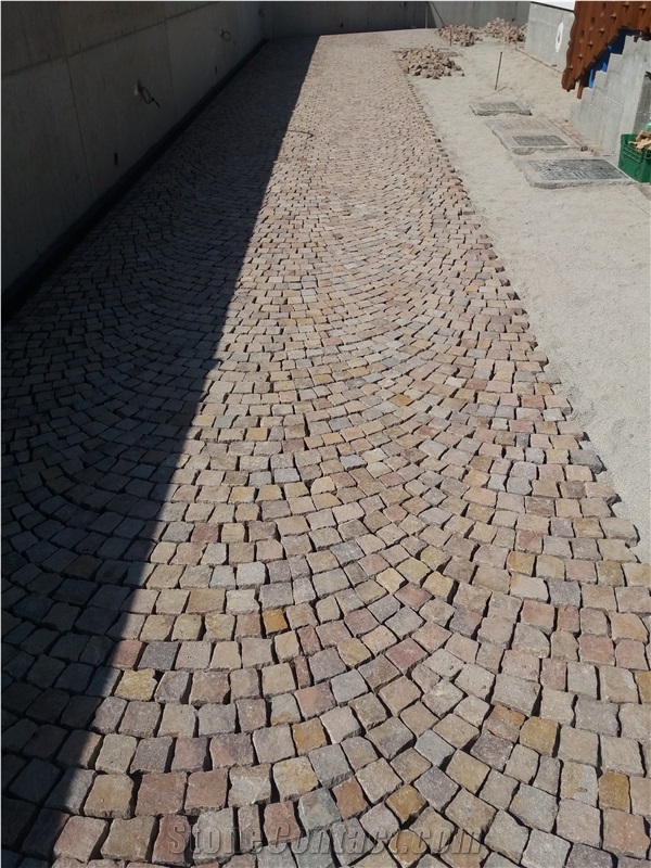 Porfido Rosso Cube Stone, Red Porphyry Cobble Stone