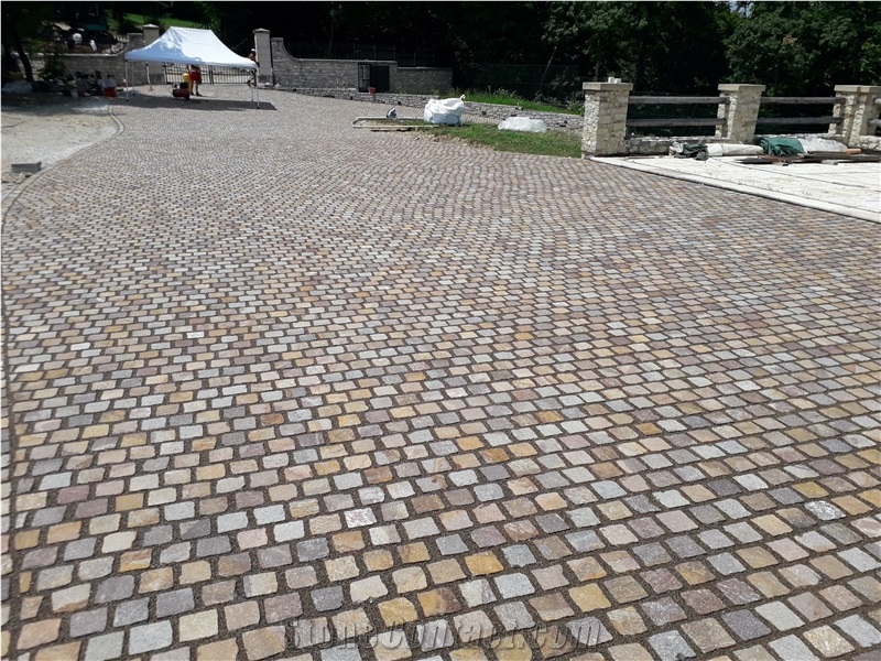 Porfido Rosso Cube Stone, Red Porphyry Cobble Stone