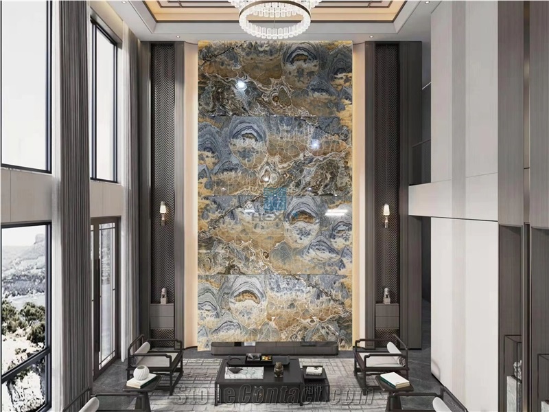 Bubble Onyx Bookmatched Slabs For Luxury Decoration