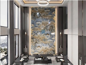 Bubble Onyx Bookmatched Slabs For Luxury Decoration
