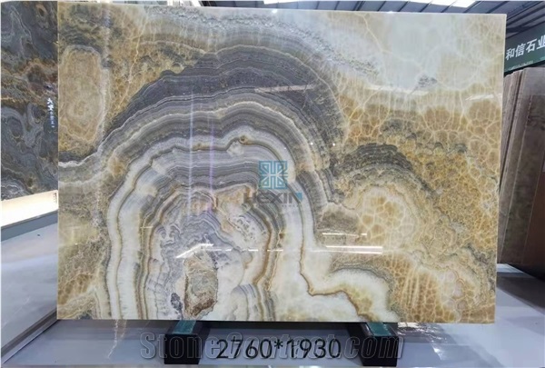 Grey/Golden Bubble Onyx Translucent Slab,Tile For Floor/Wall