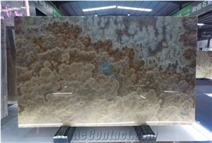 Grey/Golden Bubble Onyx Translucent Slab,Tile For Floor/Wall
