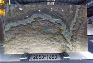 Grey/Golden Bubble Onyx Translucent Slab,Tile For Floor/Wall
