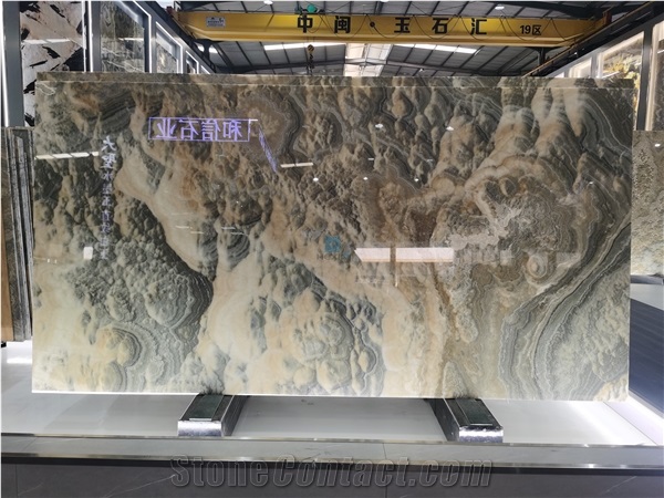 Grey/Golden Bubble Onyx Translucent Slab,Tile For Floor/Wall