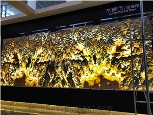 Grey/Golden Bubble Onyx Translucent Slab,Tile For Floor/Wall