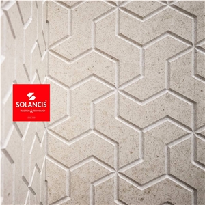 Beige Sonato Limestone 3D BOOMERANG CNC Carved Wall Panels Beige Sonato Limestone 3D BOOMERANG CNC Carved Wall Panels