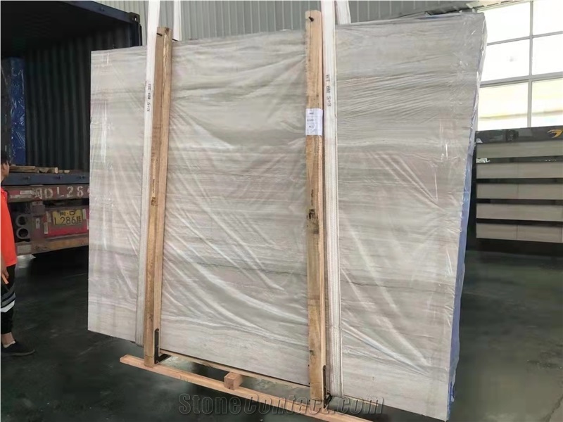 New Accept Customization White Wood Grain Marble Slabs Tiles