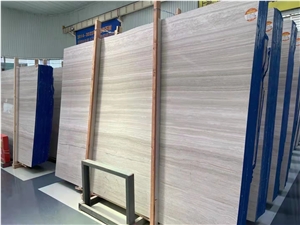New Accept Customization White Wood Grain Marble Slabs Tiles