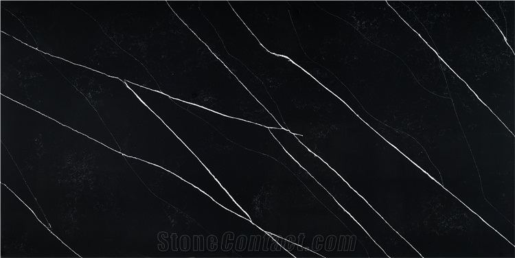 Big Artificial Quartz Slab Black White Grey Color