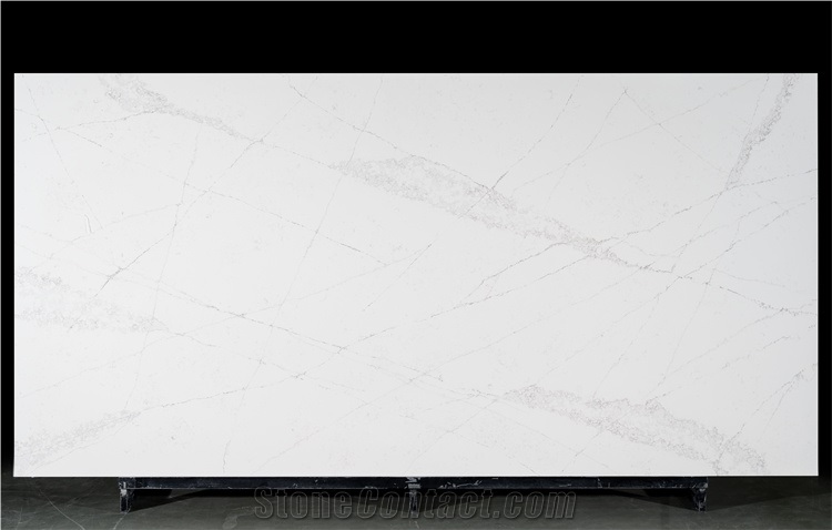 Mix Color Quartz Slab With Super White Background