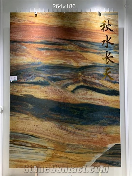 Blue Beige Natural Stone Ocean Looks Quartzite Slab