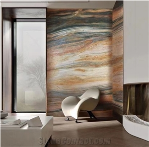 Blue Beige Natural Stone Ocean Looks Quartzite Slab