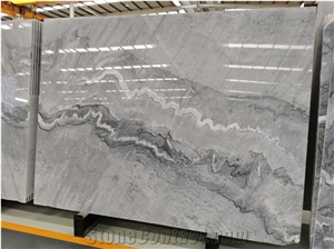 Bookmatched Natural Marble Slab Stone Grey Polished Color