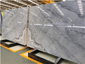 Bookmatched Natural Marble Slab Stone Grey Polished Color