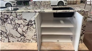 Calacatta Violet Marble Natural Marble Slab Stone With Purple Veins Grey Background