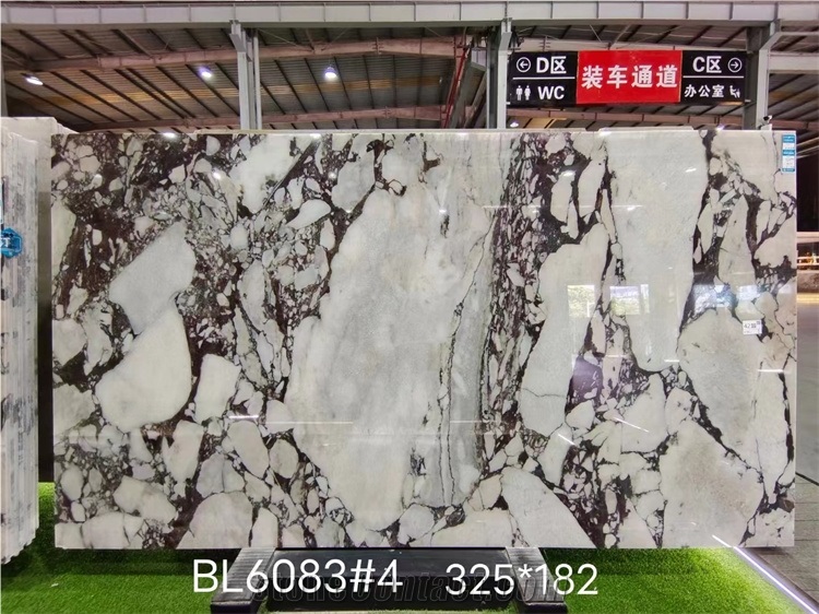 Calacatta Violet Marble Natural Marble Slab Stone With Purple Veins Grey Background