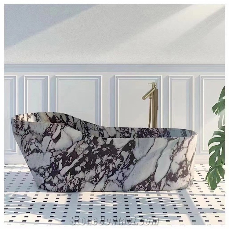 Calacatta Violet Marble Natural Marble Slab Stone With Purple Veins Grey Background