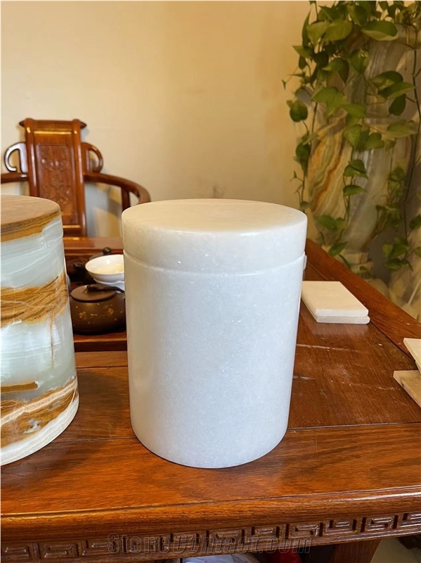 Custom Marble & Onyx Stone Color Candle Jar Holder With Lid