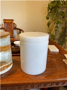 Custom Marble & Onyx Stone Color Candle Jar Holder With Lid