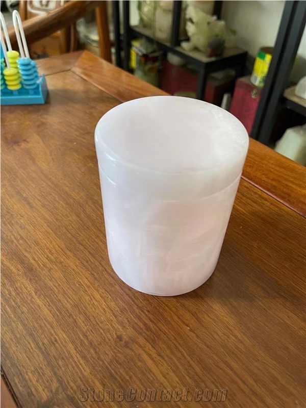 Custom Marble & Onyx Stone Color Candle Jar Holder With Lid