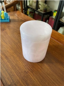 Custom Marble & Onyx Stone Color Candle Jar Holder With Lid