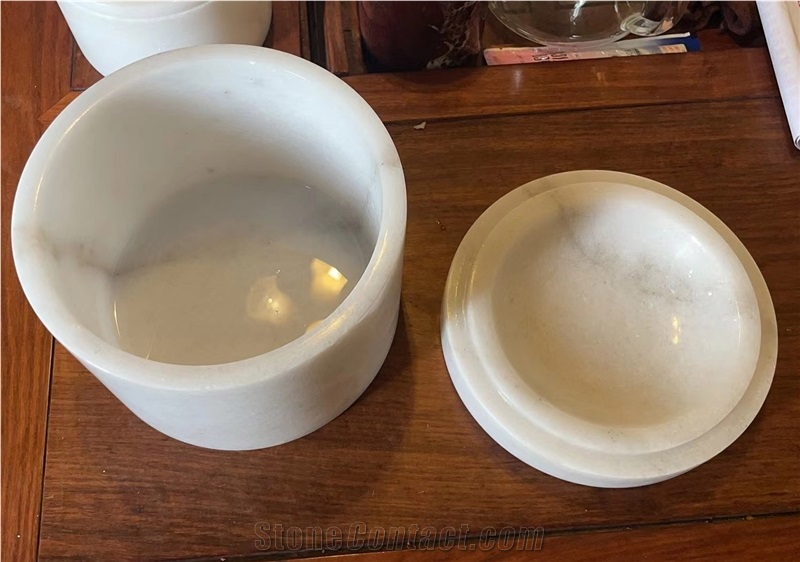 Customize Large Marble Stone Guangxi White Candle Holder