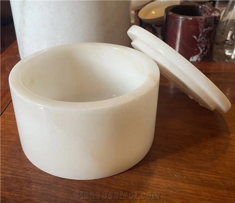 Customize Large Marble Stone Guangxi White Candle Holder