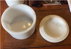 Home Decor Custom Natural White Marble Candle Jars With Lid