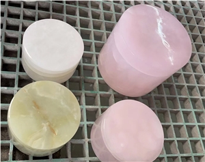 Natural Green White Pink Onyx Candle Vessel Jars