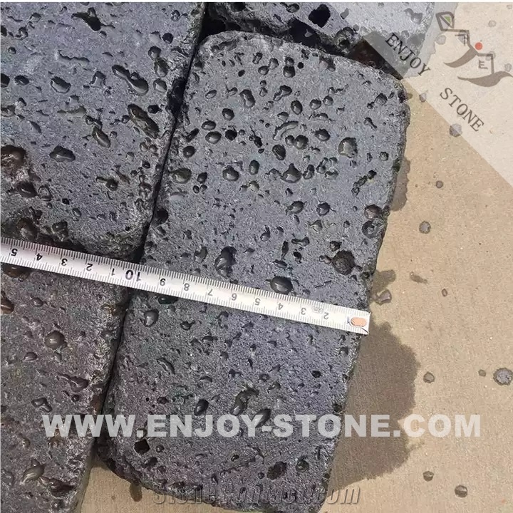 Black Lava Stone Cube Stones For Paving Tumbled