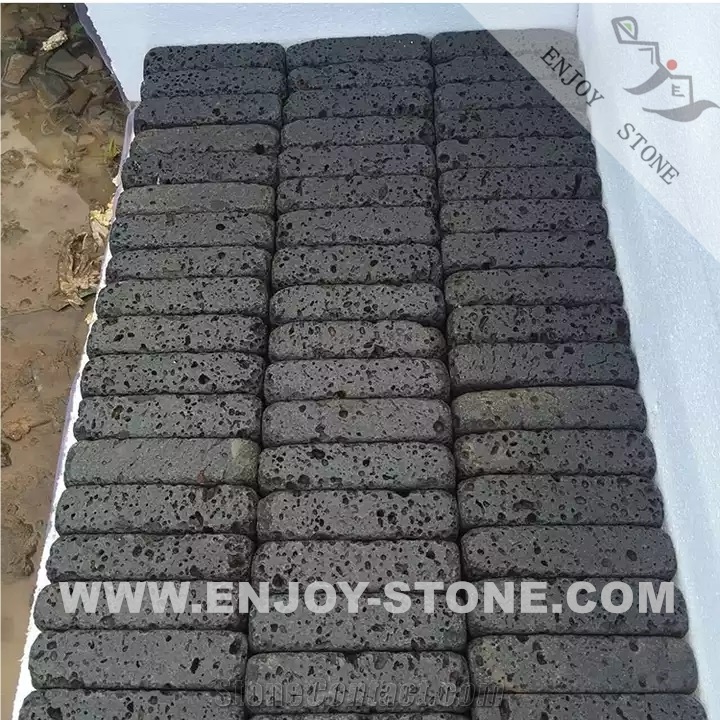 Black Lava Stone Cube Stones For Paving Tumbled