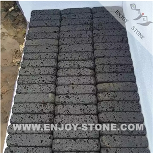 Black Lava Stone Cube Stones For Paving Tumbled