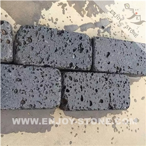 Black Lava Stone Cube Stones For Paving Tumbled