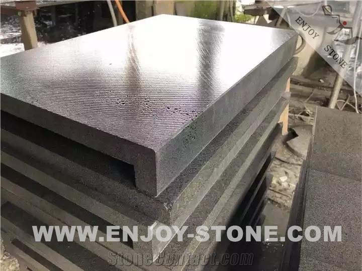 Bullnose Hainan Black Basalt Pool Paving Tiles