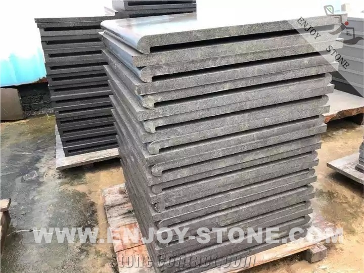 Bullnose Hainan Black Basalt Pool Paving Tiles