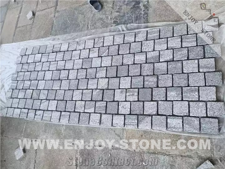 Grey Granite Cobble Stone For  Paving Flamed