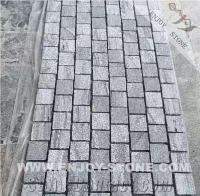 Grey Granite Cobble Stone For  Paving Flamed