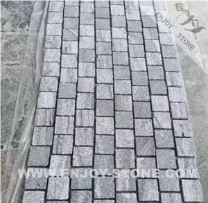 Grey Granite Cobble Stone For  Paving Flamed