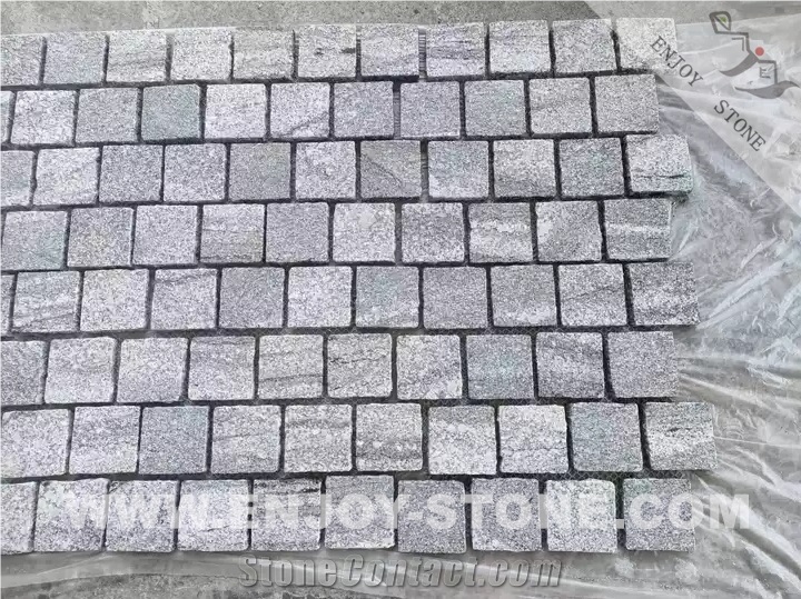 Grey Granite Cobble Stone For  Paving Flamed