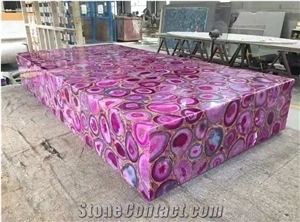 Blue Red Green White Black Agate Semiprecious Stone Table Tops
