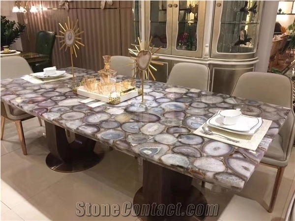 Blue Red Green White Black Agate Semiprecious Stone Table Tops