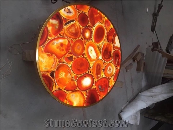 Blue Red Green White Black Agate Semiprecious Stone Table Tops