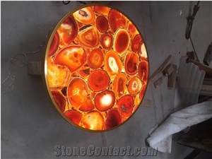 Blue Red Green White Black Agate Semiprecious Stone Table Tops