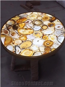 Blue Red Green White Black Agate Semiprecious Stone Table Tops