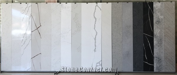 Brown Quartz Artificial Stone Slabs Calacatta Tiles