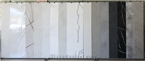 Brown Quartz Artificial Stone Slabs Calacatta Tiles