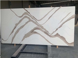 Calacatta Gold Quartz Slabs Polished Engineered Stone
