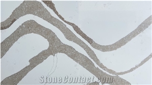 Calacatta Gold Quartz Slabs Polished Engineered Stone