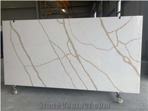 Calacatta Gold Quartz Slabs Polished Engineered Stone